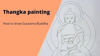 How to draw Tibetan Thangka buddha ( part-1) || Indian folk art series #16