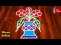 Simple flower vase kolam with dots|Creative flower vase rangoli|flower pot muggulu|Poo Thotti Kolam