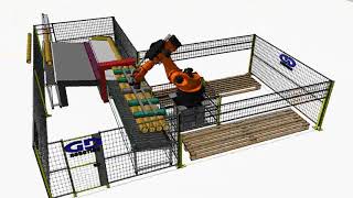 KUKA.Sim , KUKA Robotics Simulation , Palletizing  Application