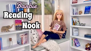 DIY Barbie Doll Room - Reading Nook! Window Seat| Mini Books| Fairy Lights| Doll Library
