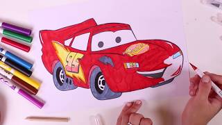 🎨 DIBUJA Y COLOREA 🎨 Aprende los colores coloreando con rotuladores a Rayo McQueen de Cars