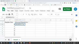 Binomial Probability Distribution in Google Sheets