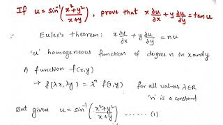 Problem on partial differentiation, Euler's theorem