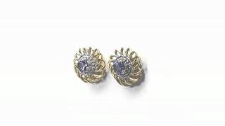 Johareez 0.50CTW Genuine Tanzanite .925 Sterling Silver 14K Yellow Gold Plated Earrings