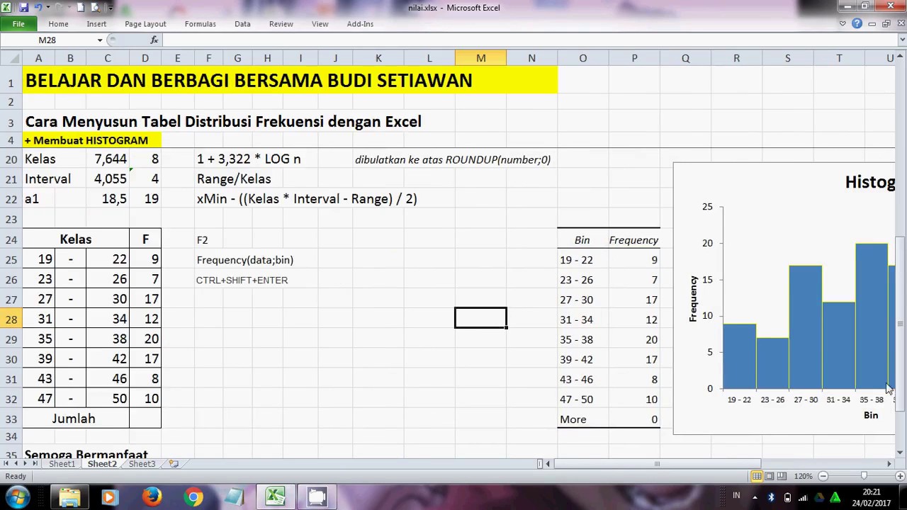 Cara Membuat Tabel Distribusi Frekuensi Menggunakan Excel : Cara ...