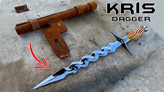 Forging KRIS Knife out of Rusty Gate Lock