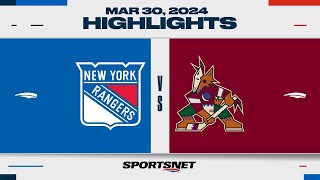 NHL Highlights | Rangers vs. Coyotes - March 30, 2024