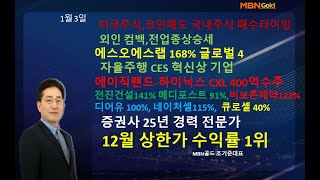 [MBN골드 조기준]미국주식,코인매도 국내주식 매수타이밍 /에스오에스랩 168% 글로벌 4  자율주행 CES 혁신상 기업