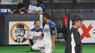 ＜2020.7.18ロッテ戦＞杉谷拳士中心の試合前準備運動風景