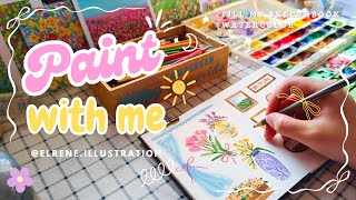 Fill my sketchbook with me | Watercolor doodle | Paint with me | Relaxing painting video #watercolor