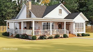 The Winning Cottage/ House Design With A Sunroom & A Wrap-Around Porch -1006