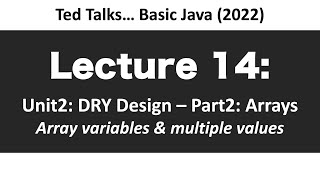 CSCI1583 - Lecture 14: Array Variables & Multiple Values