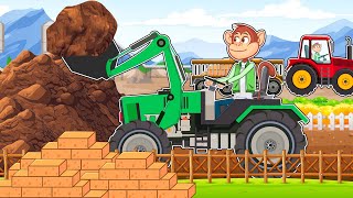 Farmer And Tractor: Building Bricks with Self Made Stone Crusher and Soil Shoveling! | Vehicles