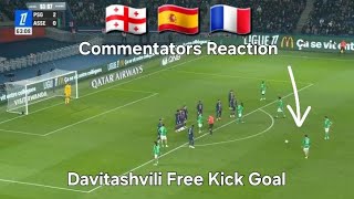 Zuriko Davitashvili Free Kick 🔥🇬🇪 ● Psg vs Saint Etienne 2:1 ● International Commentators Reactions