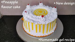 Pineapple flavour cake| Homemade cake gel recipe(only 3 ingredients) | New cake design|