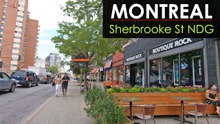 Walking Sherbrooke Street and Marcil Avenue in NDG Neighborhood in Montreal, Quebec, Canada