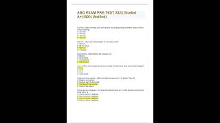 ABO EXAM PRE TEST 2022 Graded A+ 100% Verified