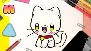 Como dibujar un GATO KAWAII 💖 FACIL PASO A PASO 💖 como dibujar un gatito bebe con Jape