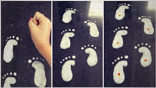 Sri Krishna Foot Steps | Easy Way To Make Krishna Foot Prints By Hands