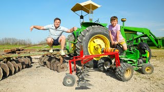 Hudson Digs Toys out of the Dirt with Kids Tractor | Tractors for kids