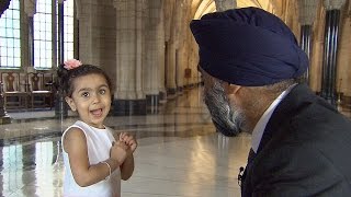 Sajjan takes his tiniest fan on a tour of Parliament