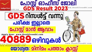 പോസ്റ്റ് ഓഫീസ് പോസ്റ്റ്‌ മാന്‍ GDS റിസള്‍ട്ട് വന്നു – കേരള സര്‍ക്കിളില്‍ 2458 പേര്‍ ലിസ്റ്റില്‍ –