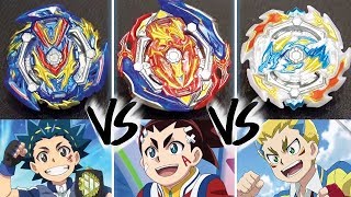 BEYBLADE BURST HEROES! - Valt \u0026 Slash Valkyrie VS Aiga \u0026 Union Achilles VS Drum \u0026 Ace Dragon