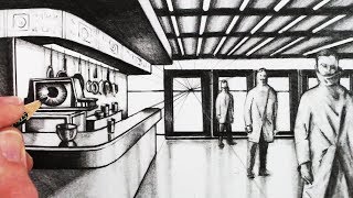 How to Draw Blade Runner 2049 Bar and Officer K in Perspective
