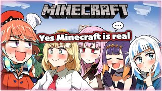 Kiara finally realized that Minecraft is Real Life, with Ame Calli Ina Gura | HoloMyth 『Hololive』