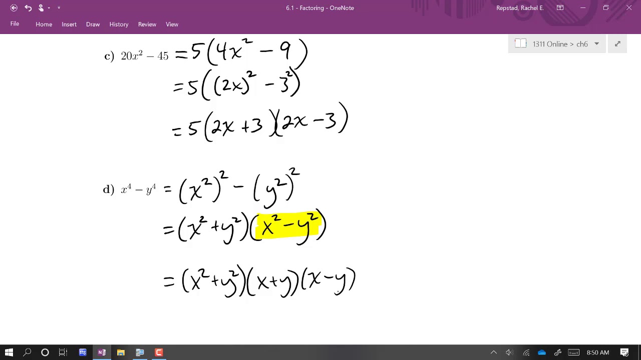 MAT-1311: 6.1 - Factoring Algebraic Expressions - YouTube