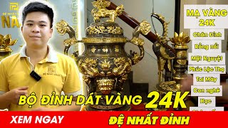 Bộ đỉnh đồng dát vàng. Bộ đỉnh mạ vàng 24k