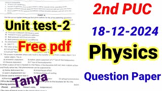 2nd PUC Physics Unit test-2 Question Paper 2024 kseab