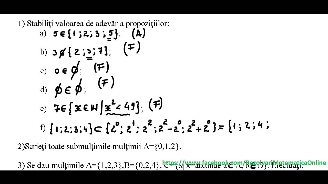 Clasa A V-a - Test De Evaluare MULTIMI - Model 1 - Partea I - YouTube