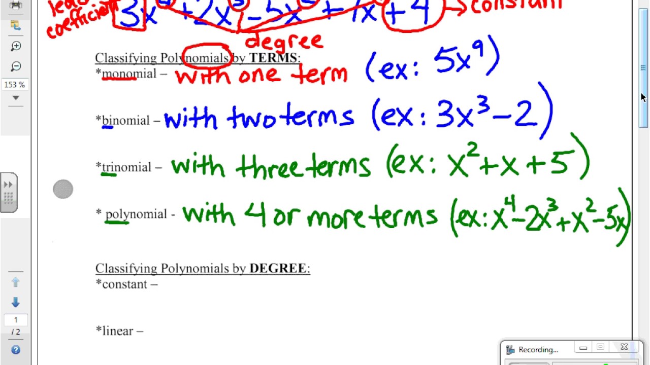 Introduction To Polynomials - YouTube