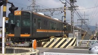 踏切と電車 阪神9000系と近鉄特急12200系 通過 奈良線 新大宮駅周辺  japan train Level Crossing