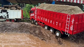 PERDANA UJI COBA RC DAM TRUK FAWW 10X4 MUATAN FULL PASIR KONFOI DENGAN DAM TRUK GIGA