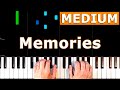 Maroon 5 - Memories - MEDIUM Piano Tutorial - [Sheet Music]