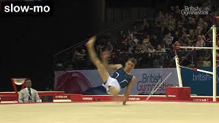 MAG 2022 COP Artistic gymnastics elements [D] flair with 270 spindle to handstand F/X (slow-mo)