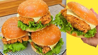 KFC Chicken Recipe | KFC Style Zinger Burger Recipe | How To Make Crispy Fried Chicken at home