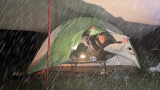 Rainstorm in the Night! - Relaxing Solo Camping in Heavy Rain • Bad Weather Camping