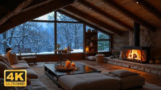 Cozy Winter Cabin Ambience in the Forest ❄️ | Gentle Piano Music \u0026 Fireplace Sounds to Unwind 🎶