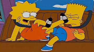 Lisa repeatedly kicking Bart with her cleats