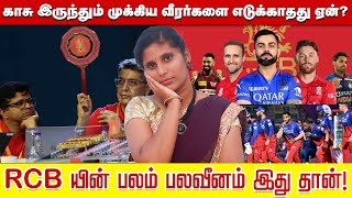 காசு இருந்தும் முக்கிய வீரர்களை எடுக்காதது ஏன்? RCB யின் பலம் பலவீனம் இது தான்!