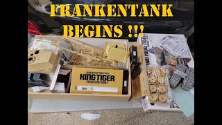 Tamiya 1/16 RC full option King Tiger Porsche turret #56018 and #36201 Frankentank build Part 1