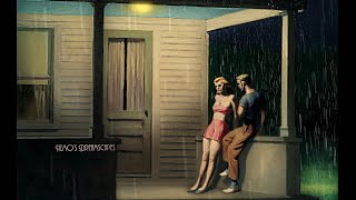 1940's a Summer evening sitting on a porch and it's raining (oldies music from another room) ASMR