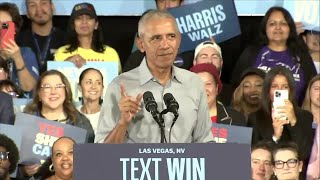 Former President Barack Obama draws large crowd at Las Vegas rally