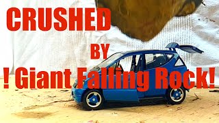 Giant Falling Rock Crushes Scale 1/18 Mercedes A-Class Die-Cast Toy Car! Super Slow Motion 1000fps