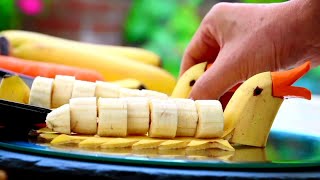 Art In Banana Duck | Simple Fruit Carving Ideas | Banana Garnishes