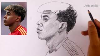 How To Draw Lamine Yamal Easy Pencil Sketch Spain Footballer Step By