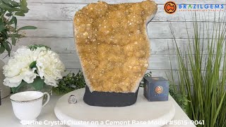 Model # 5615-0041 Citrine Crystal Cluster on a Cement Base by BrazilGems.com 🏷 FOR SALE 🛍🛒